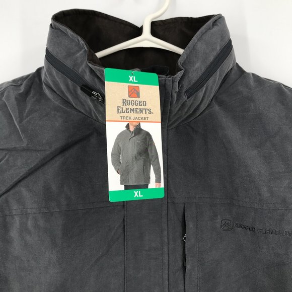 Rugged Elements Trek Utility Jacket Mens XL Gray Full Zip Hooded Water Resistant - Picture 8 of 16